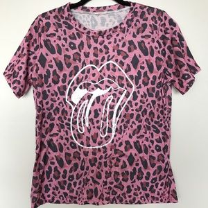 Rolling Stones Pink Cheetah T-Shirt Large